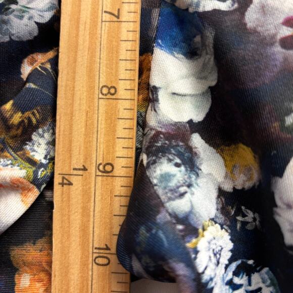 Zara Womens Artsy Whimsical Eclectic Floral Watercolor Pants Size M Stretchy - Picture 5 of 6